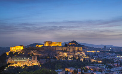 Die Akropolis bei Nacht beleuchtet, Athen, Attiki, Griechenland, Europa - CUF12654