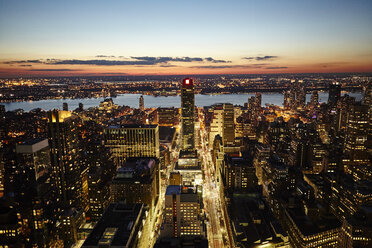 Elevated cityscape at sunset, New York City, USA - CUF13155