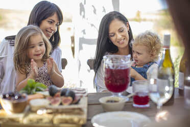 Children at family lunch outdoors - ISF03112