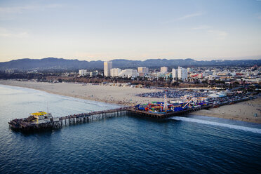 Amusement park and pier, high angle, Santa Monica, California, USA - ISF03347
