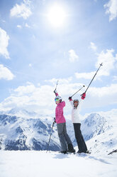 Mother and daughter on skiing holiday, Hintertux, Tirol, Austria - ISF04106