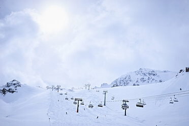 Snow-covered with ski lifts, Hintertux, Tirol, Austria - ISF04117