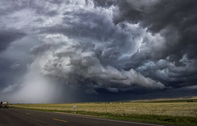 Tornadic thunderstorm over rural area, Cope, Colorado, United States, North America - ISF04266