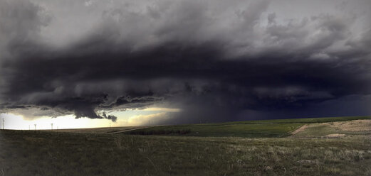 Rotating supercell cloud over rural area, Cope, Colorado, United States, North America - ISF04273