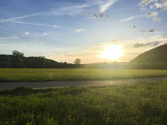 Field and road at sunset - LVF06989