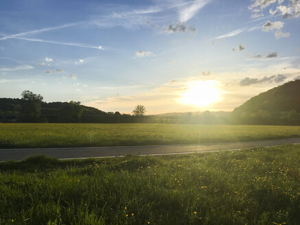 Feld und Straße bei Sonnenuntergang - LVF06989