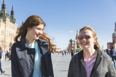 Russia, Moscow, teenage girls visiting the Red Square in the city - WPEF00326