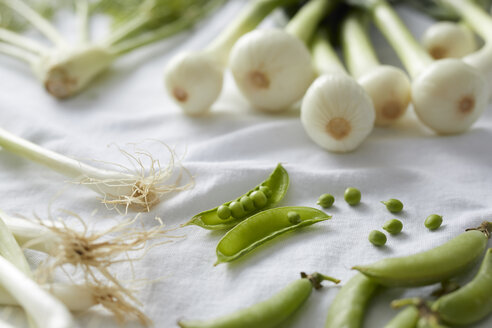 Frisches Gemüse auf weißem Tischtuch - ISF04809
