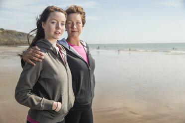Mother and daughter on beach, Folkestone, UK - ISF05067