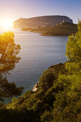 Elevated scenic coastal view, Capo Caccia, Alghero, Sardinia, Italy - ISF05203