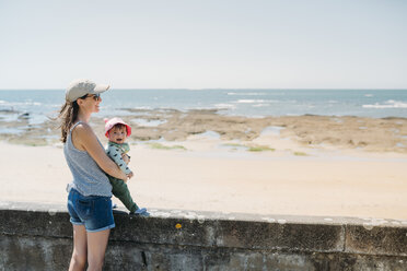 France, mother and baby at beach promenade - GEMF02041