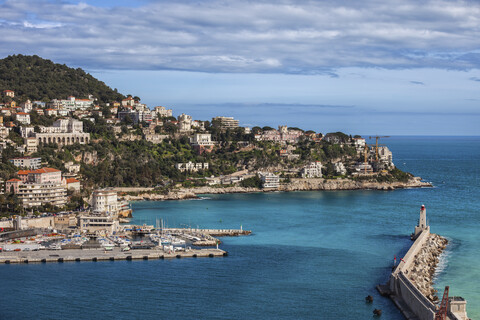 Frankreich, Provence-Alpes-Côte d'Azur, Nizza, Côte d'Azur am Mittelmeer, Hafeneinfahrt, lizenzfreies Stockfoto