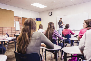 Gymnasiallehrer unterrichtet Teenager im Unterricht - ISF07544