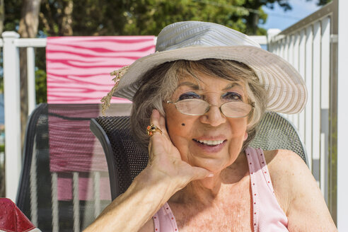 Senior woman relaxing on deckchair - ISF07881