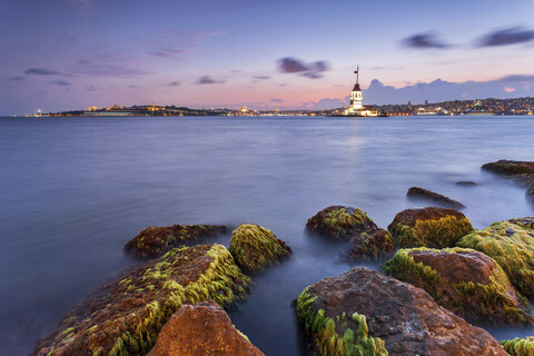 Europe, Turkey, Istanbul, Istanbul Province, Eminonu, Maiden's Tower stock photo