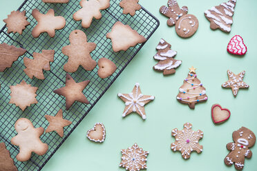 Unfinished and decorated gingerbread cookies - SKCF00465