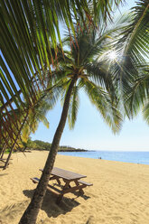 Goldener Strand und Palmen im Hulopo'e Beach Park, Insel Lanai, Hawaii, USA - ISF07950