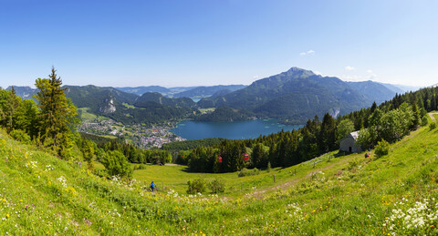 Österreich, Land Salzburg, Salzkammergut, St. Gilgen, Wolfgangsee, Schafberg, Zwoelferhornbahn, lizenzfreies Stockfoto