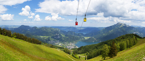 Österreich, Land Salzburg, Salzkammergut, St. Gilgen, Wolfgangsee, Zwoelferhornbahn, lizenzfreies Stockfoto