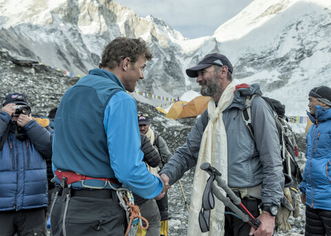 Nepal, Solo Khumbu, Everest, Sagamartha National Park, Begrüßung im Basislager, lizenzfreies Stockfoto