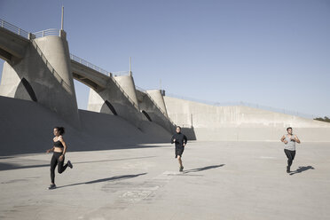 Athletes jogging, Van Nuys, California, USA - ISF09400