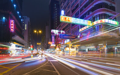 Traffic light trails at night, Hong Kong, China - CUF28272
