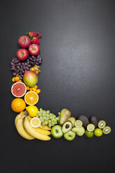 Overhead still life of variety of fresh fruit arrangement - CUF28287