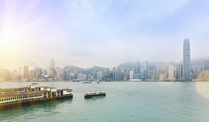 Central Hong Kong skyline and Star Ferry crossing Victoria harbor, Hong Kong, China - CUF28325