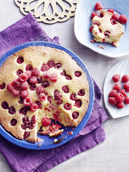 Still life of Czech bublanina cake with raspberries - CUF28447