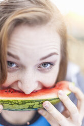 Young woman eating watermelon - CUF29349