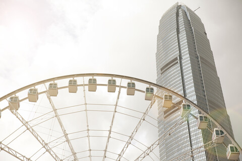 Observation wheel and central skyline, Hong Kong, China stock photo