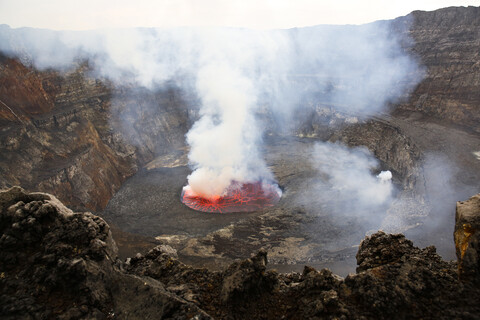 Afrika, Demokratische Republik Kongo, Virunga-Nationalpark, Vulkan Nyiragongo, lizenzfreies Stockfoto