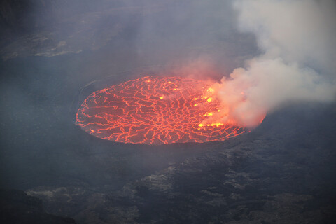 Afrika, Demokratische Republik Kongo, Virunga-Nationalpark, Vulkan Nyiragongo, lizenzfreies Stockfoto