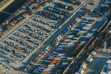 Car park and shipping containers, Los Angeles, CA, USA - ISF09698