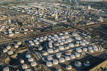 Oil refinery, elevated view, Los Angeles, CA, USA - ISF09733