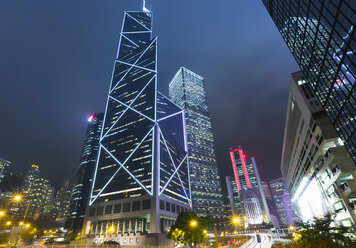 Finanzviertel von Hongkong mit dem Gebäude der Bank of China, Hongkong, China - ISF10011