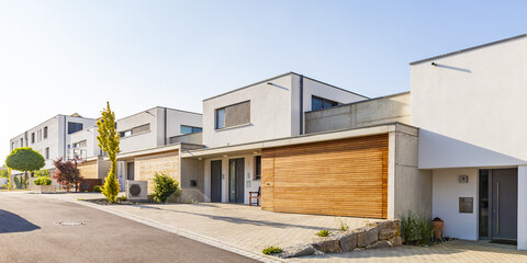 Germany, Blaustein, energy saving one-family houses stock photo