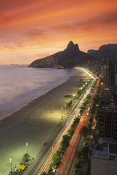 View of Ipanema beach at night, Rio De Janeiro, Brazil - CUF32492