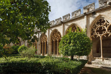 Gothic cloister, Santes Creus Monastery, Aiguamurcia, Catalonia, Spain - CUF32725