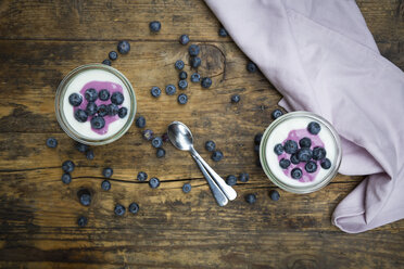 Blueberry yogurt curd dessert on wood - LVF07101