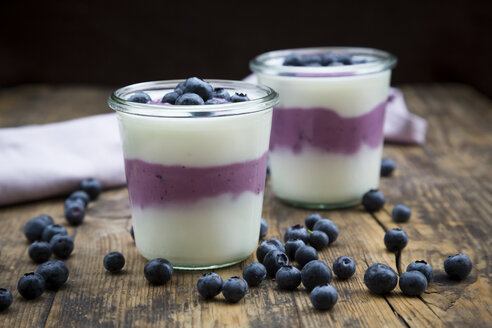 Blueberry yogurt curd dessert on wood - LVF07103