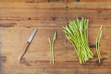 Grüner Wildspargel auf Holz - GWF05555