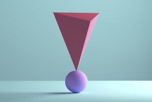 Pyramide balanciert auf einer Kugel, 3D Rendering - DRBF00065