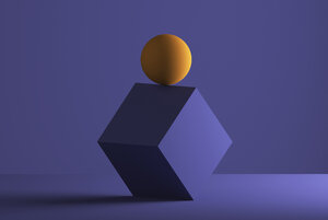 Sphere balancing on the edge of a cube, 3D Rendering - DRBF00066