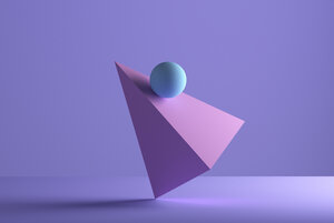 Kugel balanciert auf einer Pyramide, 3D Rendering - DRBF00067