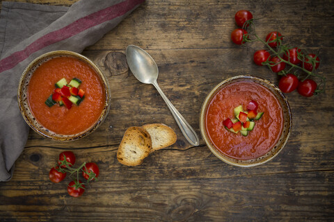 Gazpacho mit Gurke und Paprikageschmack, lizenzfreies Stockfoto