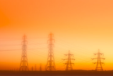 United Kingdom, Scotland, Alloa, Electricity Pylons, power lines, conceptual apocalyptic - SMAF01028