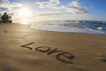 Love, written in sand, sunset - ISF14209