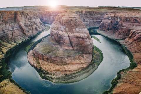 SA, Arizona, Page, Colorado River, Glen Canyon National Recreation Area, Horseshoe Bend at sunset stock photo