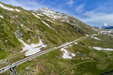 Schweiz, Kanton Uri, Tremola, Luftbild Gotthardpass, Lawinenschutzgalerie - STSF01649